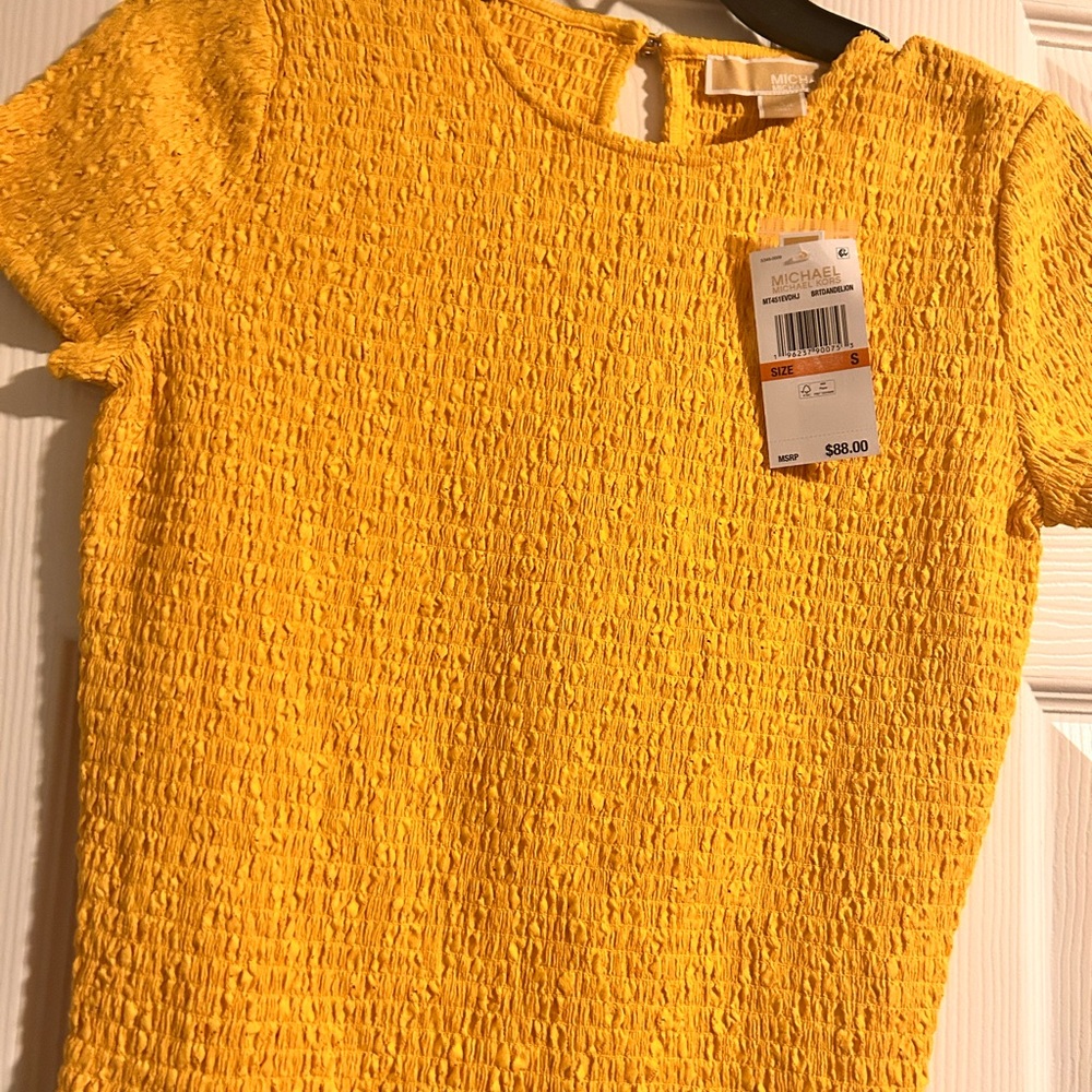 Michael Kors Vibrant Yellow Textured Blouse